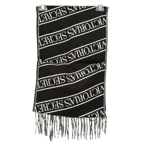 Victoria’s Secret Logo Scarf NWT Black White Acrylic 80” x 12” - Picture 2 of 8